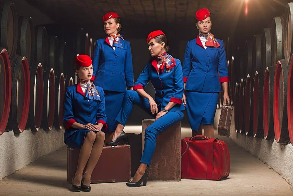 Air Moldova flight attendants wine cellar