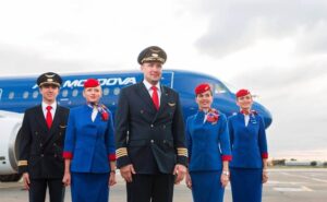 Air Moldova pilots and cabin crews tarmac
