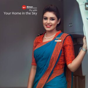 Biman Bangladesh Airlines flight attendant smile