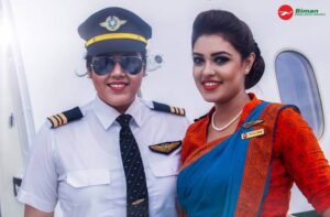 Biman Bangladesh Airlines pilots and flight attendant