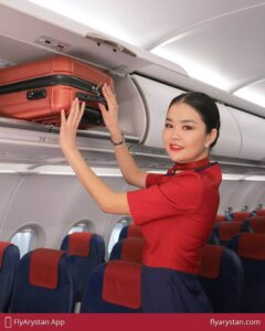 FlyArystan flight attendant baggage