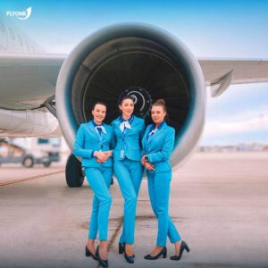 FlyOne female flight attendants engine