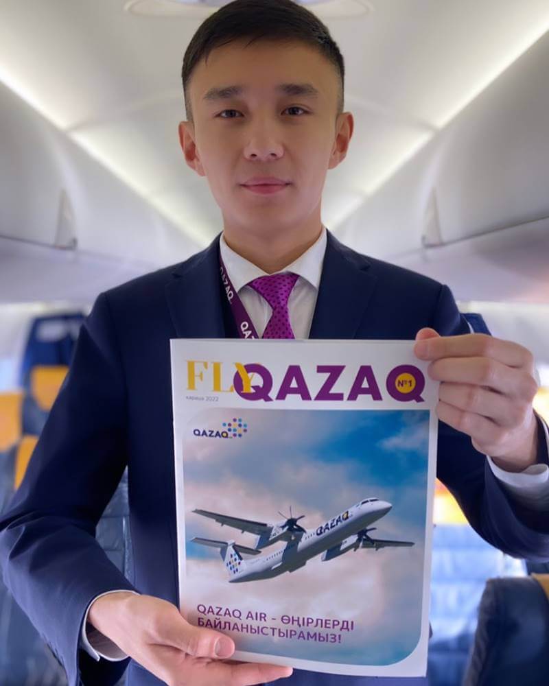 Qazaq Air male flight attendant