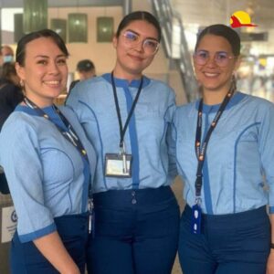 Satena female flight attendants smile