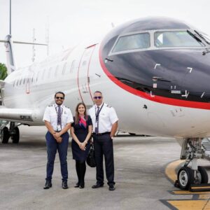 Air Century flight attendant and pilots tarmac