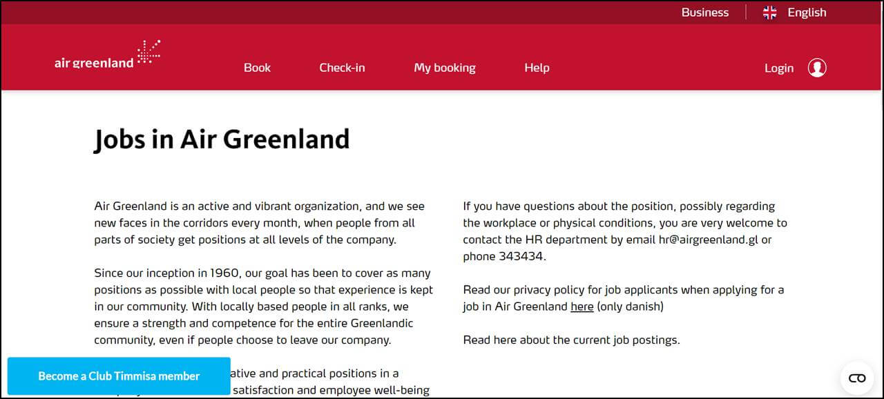Air Greenland Careers Page