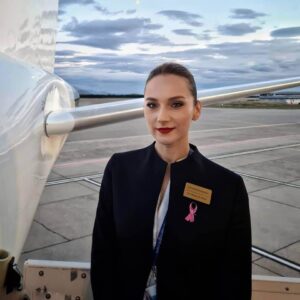 Air Montenegro flight attendant steps