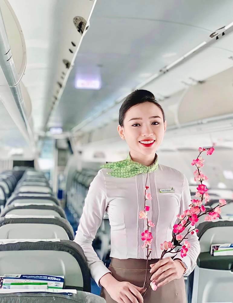 Bamboo Airways flight attendant boarding