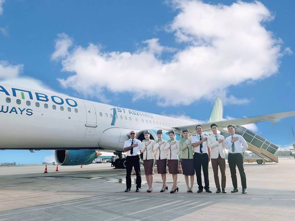 Bamboo Airways flight attendants and pilots tarmac