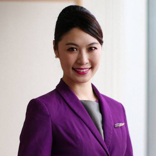 HK Express female flight attendant smile