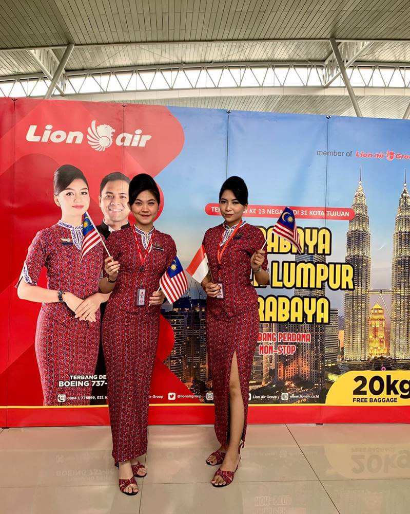 Lion Air female flight attendants flag