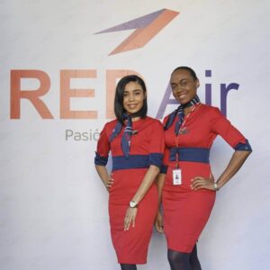 Red Air flight attendants airline event