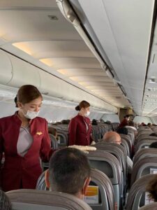 Royal Air Philippines flight attendants cabin securing