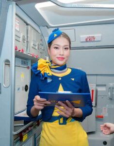 Vietravel Airlines flight attendant pose
