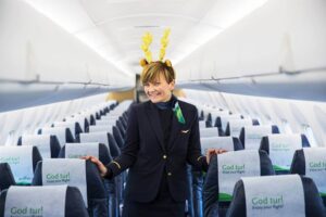 Wideroe flight attendants festive hat