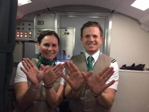Wideroe flight attendants galley