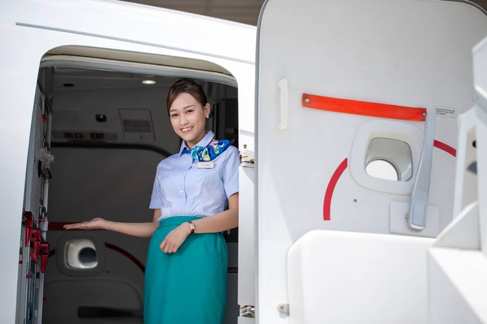 greater bay airlines flight attendant door