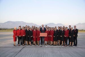 Air Albania flight attendants airport event