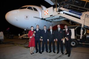 Air Albania flight attendants and pilots tarmac