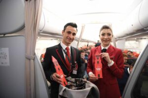 Air Albania male and female flight attendants