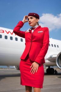 Albawings flight attendant pose