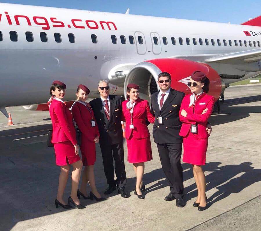 Albawings flight attendants and pilots tarmac