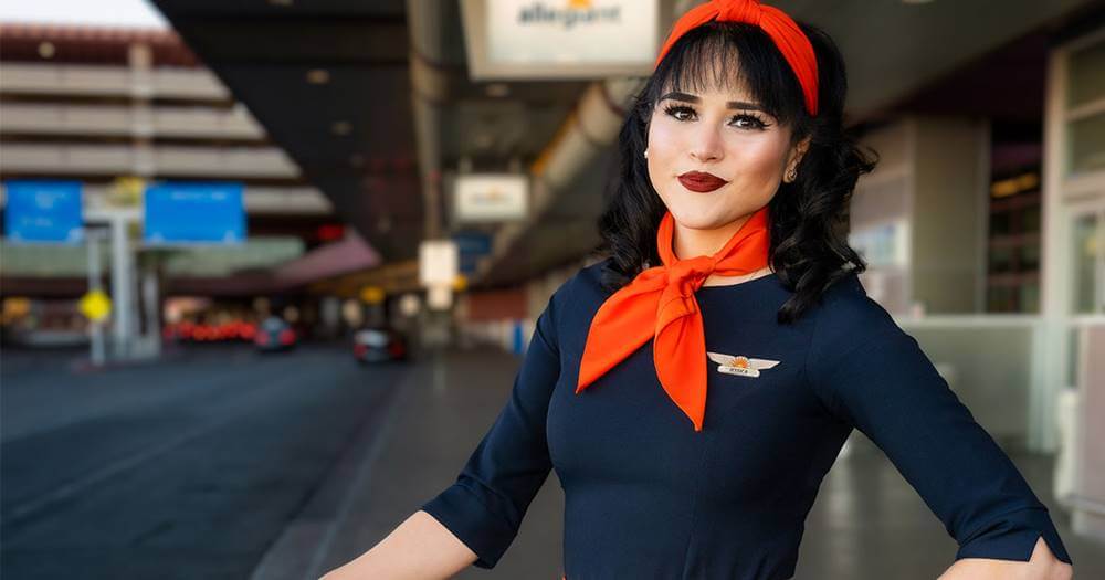 Allegiant Air female flight attendant airport