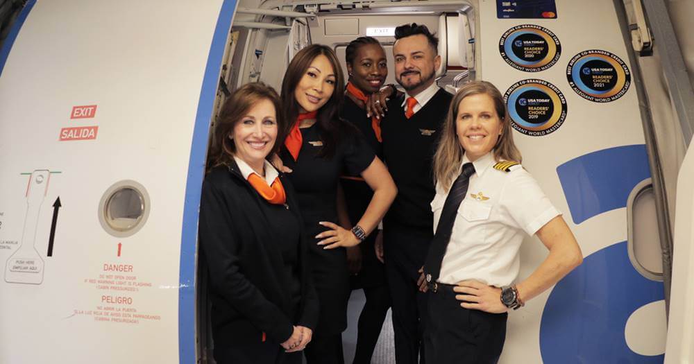 Allegiant Air male and female flight attendants