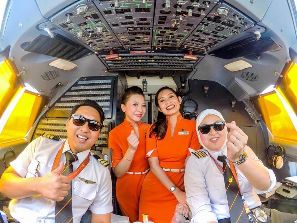 Firefly Airlines flight attendants and pilots cockpit