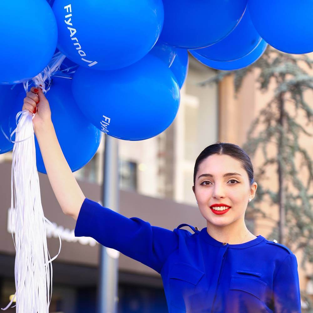 Fly Arna flight attendant balloon