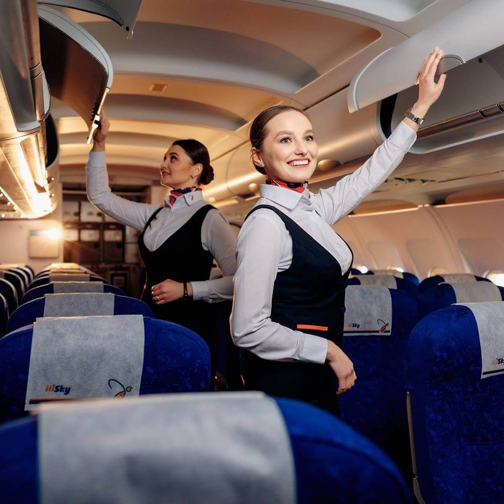 HiSky flight attendants hat rack