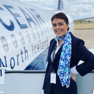 Niceair flight attendant scarf
