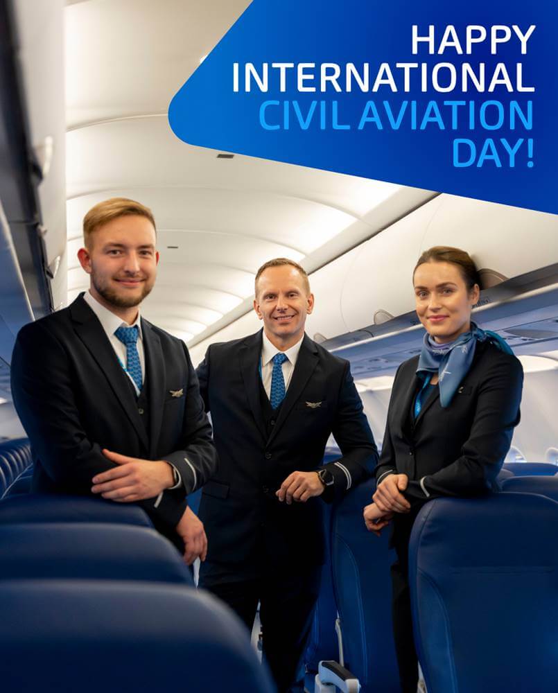 Nordica male and female flight attendants