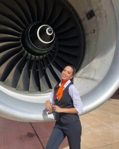 SmartLynx female flight attendant engine