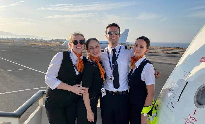 SmartLynx pilot and flight attendants