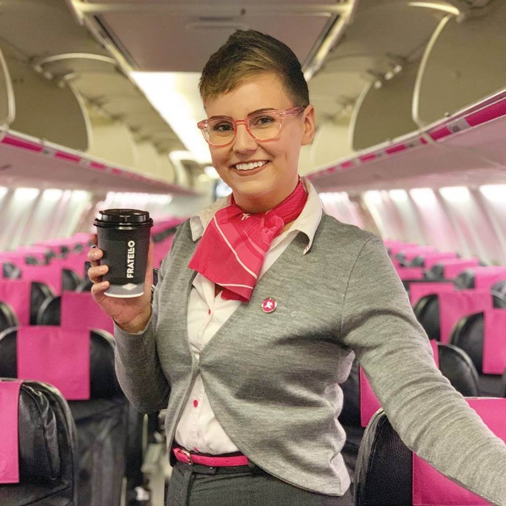 Swoop Airlines flight attendant coffee