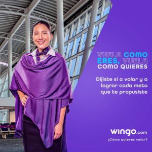 Wingo female flight attendant airport