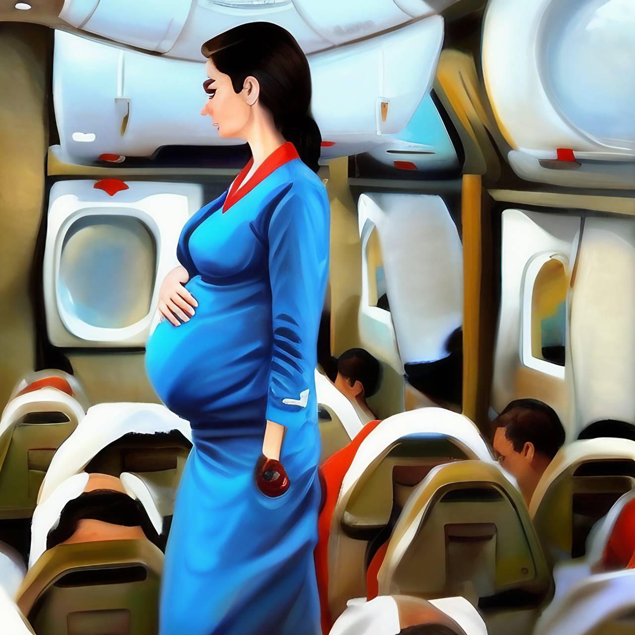 cabin crew with baby bump
