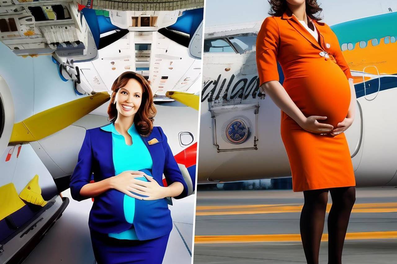 pregnant female flight stewardess