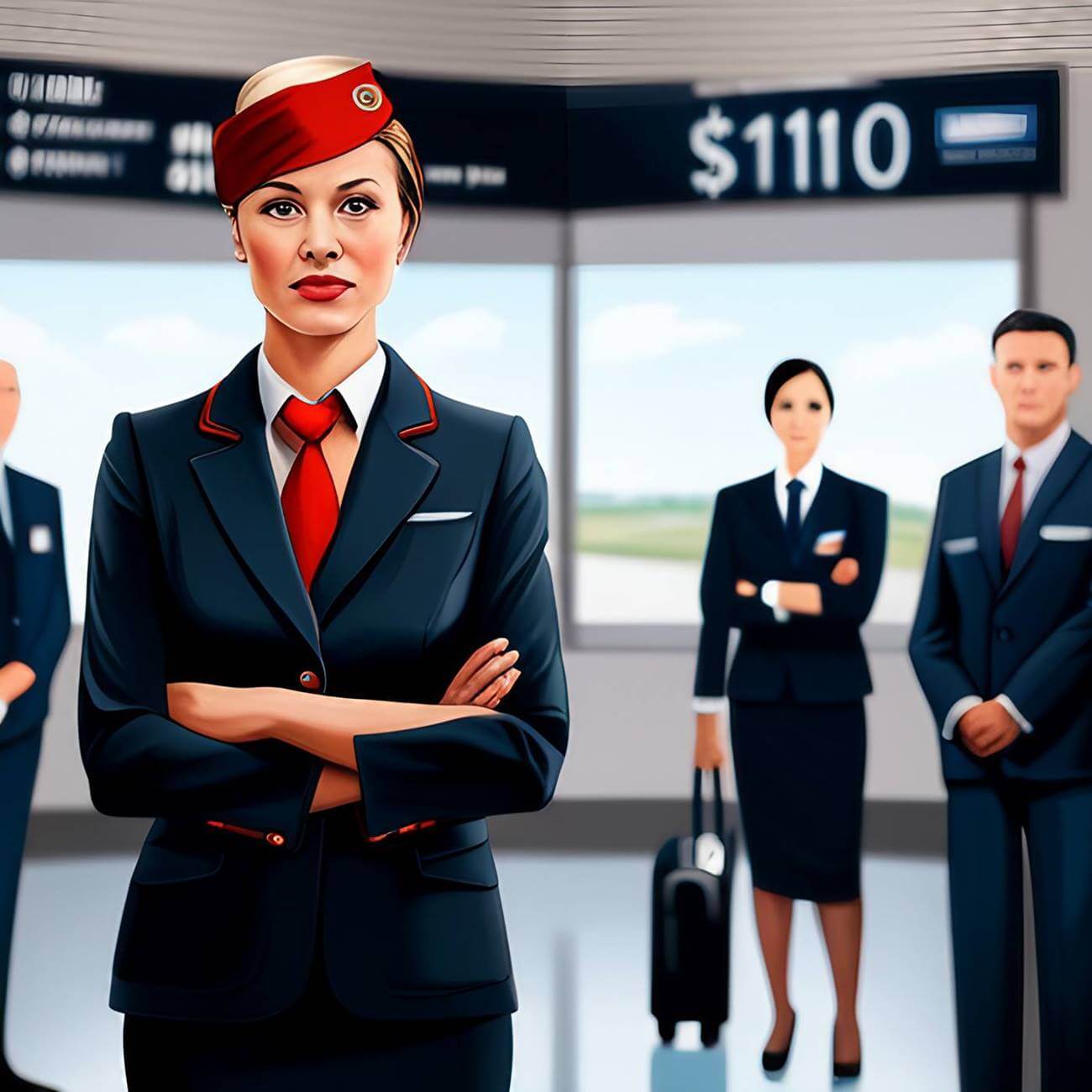 female flight attendant purser