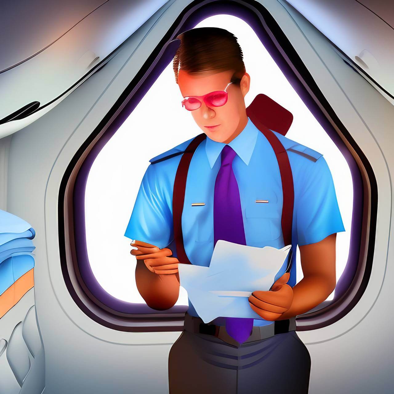 male flight attendant traveller