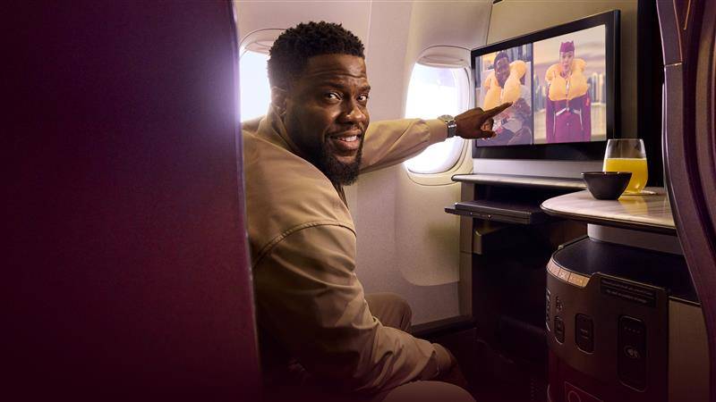 kevin hart flies qatar airways