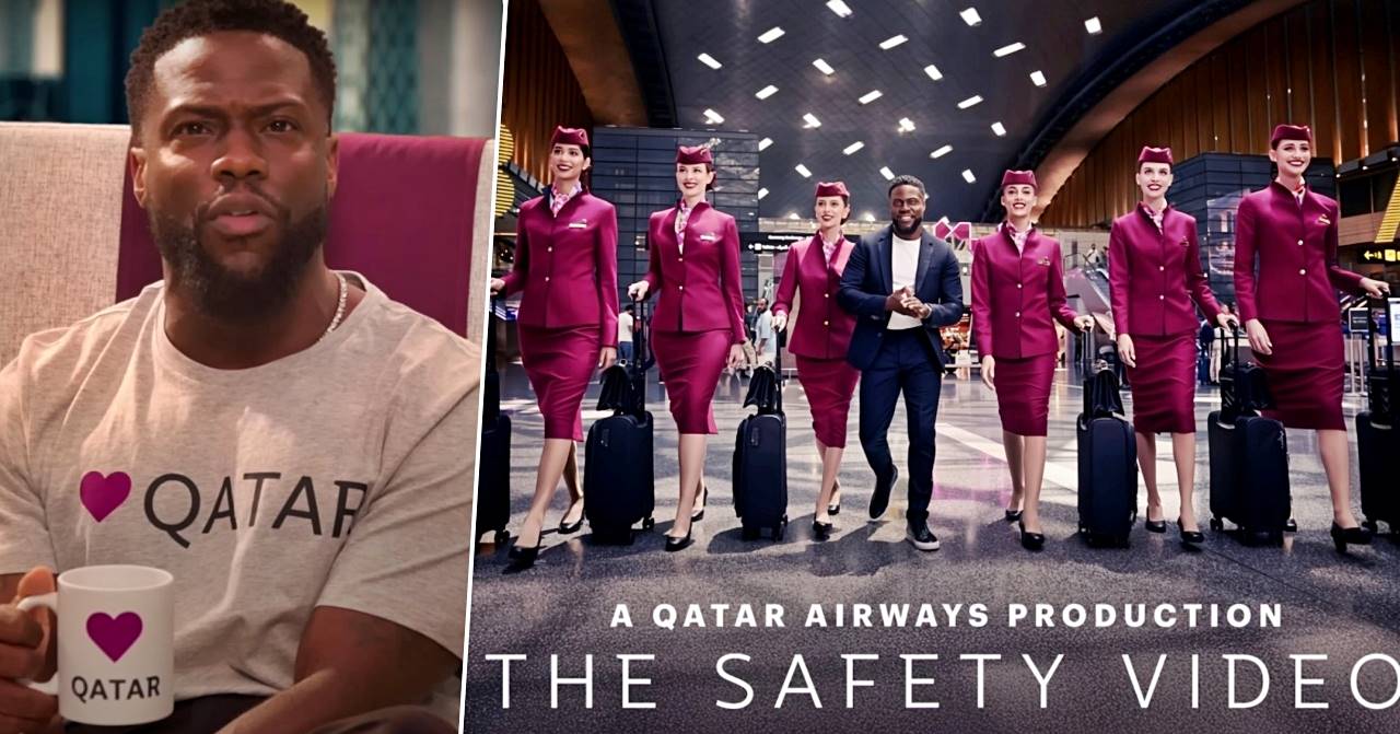 qatar airways hires kevin hart in new inflight safety video